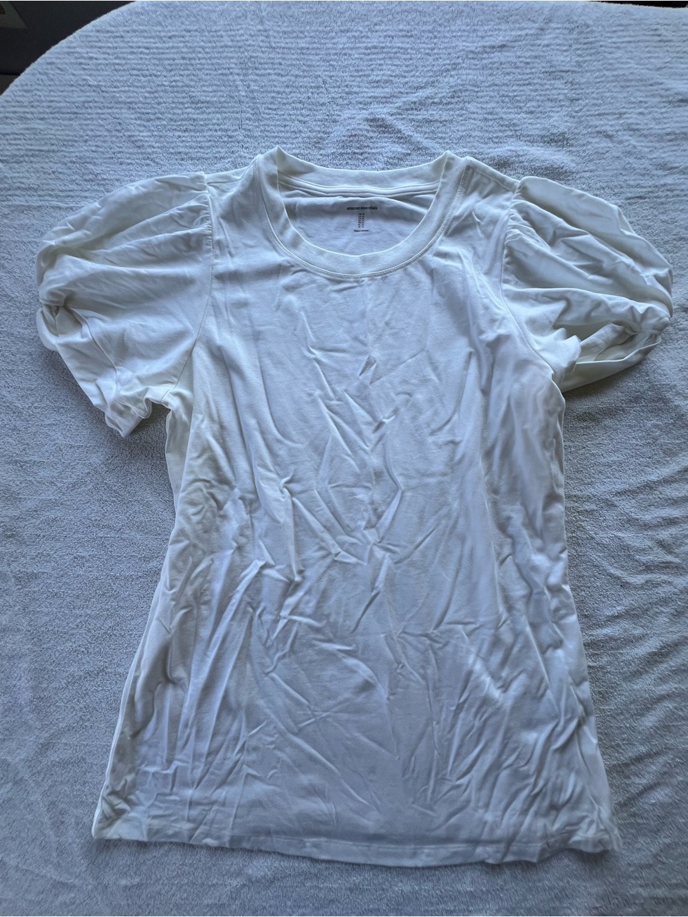 Amazon Essentials White Puff-Sleeve Crewneck Tee